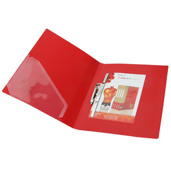 广博(GuangBo)高质感A4文件夹板(长押夹+插页)彩色资料夹 红色A2053
