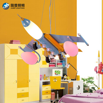 简普家居家装灯具儿童吊灯现代创意卡通儿童房灯飞机吊灯可爱童趣卧室吊灯 J1236 兰色 带LED光源