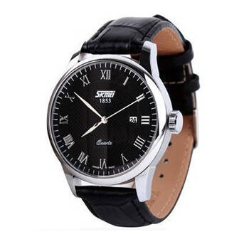 (skmei)石英表 韩国时尚男士手表 皮带日历表 防水手表 商务男表-9058