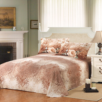 雅鹿家纺(yalu&freedom)活性磨毛纯棉四件套床上用品 诗情花意