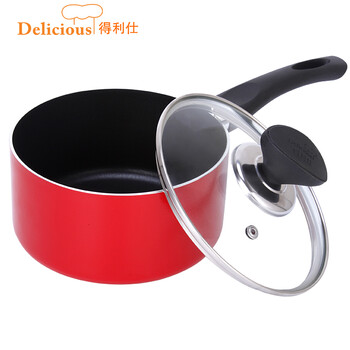 
                                        得利仕（delicious） 16cm炫彩奶锅不粘带盖烹饪锅具 燃气/电磁炉通用少油烟 中国红                