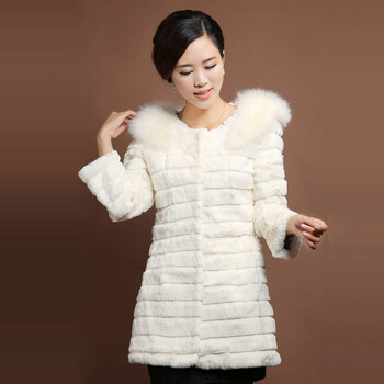 仅此尔衣2014秋装上新女士兔毛皮草中长款外套新款大毛领女装 兔子毛