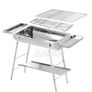 星普莱户外烧烤炉烧烤架便携不锈钢家用木炭烧烤工具K001 烧烤炉+B套餐