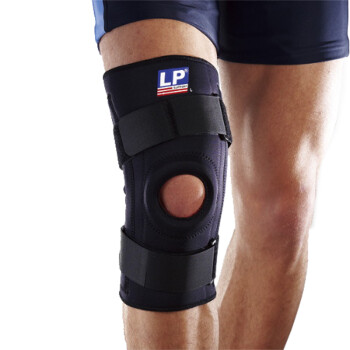 LP709护膝四弹簧支撑髌骨男女关节专业跑步登山篮球运动保护膝盖 黑色 单只 M 36.8-40.6cm
