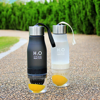 
                                        悠家良品 柠檬杯创意水杯茶杯 防漏塑料运动水壶杯子650ml 蓝色                