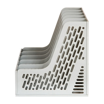 得力（deli）五联镂空桌面文件框栏书立架档案收纳盒 办公室带标签资料文件置物架书本资料收纳神器 灰色9838