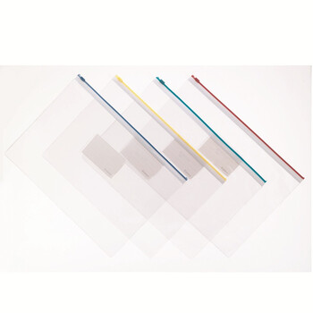 齐心(Comix)10个装 A4密封透明拉链袋 资料袋高考文件袋 彩色边 颜色随机F56-1