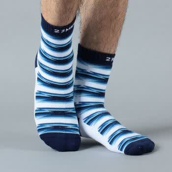 23men爱杉士 正品纯棉男士中筒袜 条纹加厚毛巾袜子 wzv08 蓝色 均码