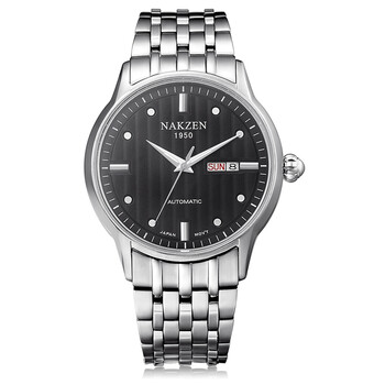 名古城nakzen男士钢带机械手表ss6003bg 黑色表面