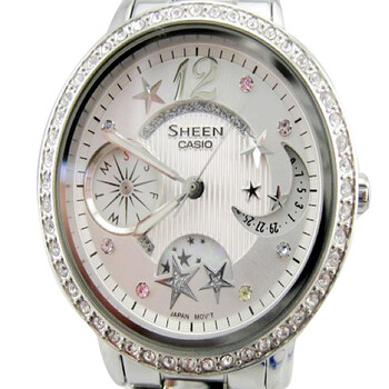 卡西欧/casiosheen系列女式手表 女士腕上星月水晶钻淑女表shn-3019d