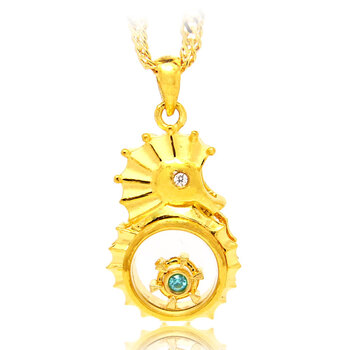 易金行 黄金转运海马吊坠 海马吊坠 黄金海马项坠 海洋风时来运转 3克