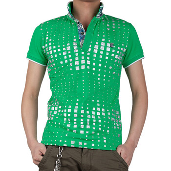 韩版修身 弹性 进口珠地棉 立领 短袖polo 衫男 短袖衫9773 墨绿色 l