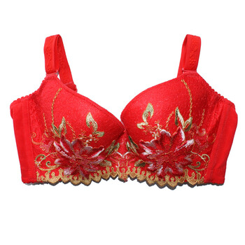 歌萨德手工刺绣 牡丹花聚拢上托 大红 本命年 小胸女士 胸罩 文胸 gsd