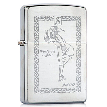 zippo打火机sc1791 镀铬拉丝双刻系列-风中女郎 200/aw46