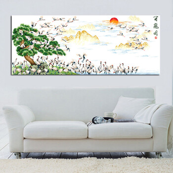 法国dmc十字绣套件z07173《百鹤图》 白布 11ct 三股