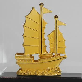 24k千足金电铸礼品 一帆风顺 帆船 新年礼物商务礼品 高档工艺摆