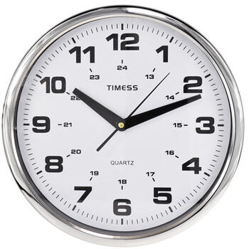 timess挂钟 静音金属12英寸客厅挂表创意时钟27厘米t3018银色