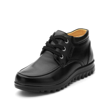 意尔康(yearcon)真皮系带日常休闲保暖男棉皮鞋28zm900d90a 黑色 43