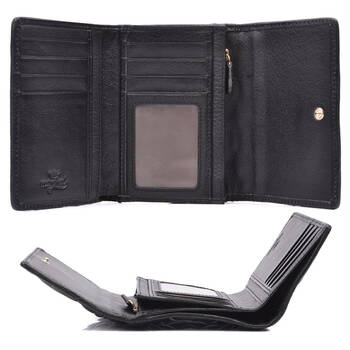 > 马萨克marshal 星之魅系列三折短款牛皮钱包wx12-8-1a子夜黑