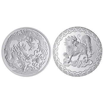 金言999千足银币游龙戏珠 麒麟献瑞纯银章100克(50gx2) 白银投资银条