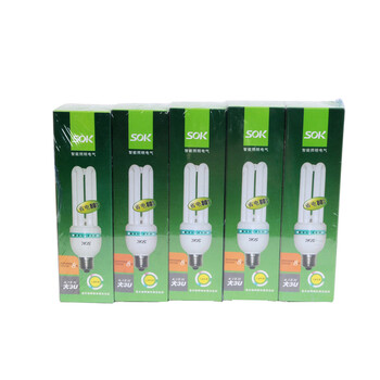 SOK三基色节能荧光灯管24W-大3U-E27日光色5只装