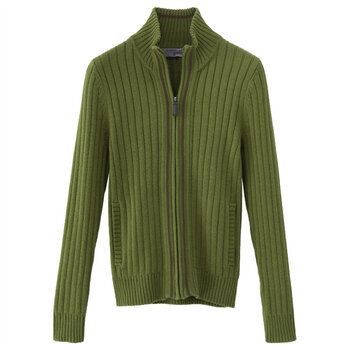 (giordano) 针织衫 男暗调撞色边弹力开襟毛衣 01051561 黄绿色 s