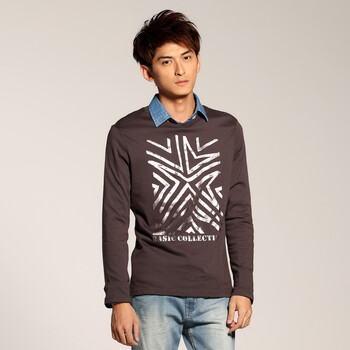 以纯yishion 男装圆领针织衫 81413012 深紫 l