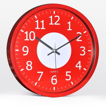 乐愉leyu 静音挂钟 时尚客厅时钟表 12寸 6382 红色