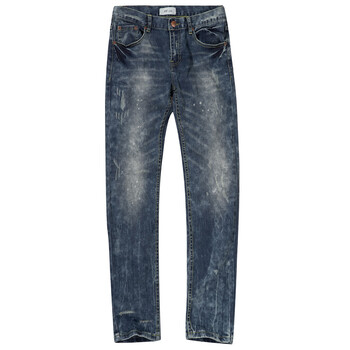 peacebird太平鸟砂洗磨破牛仔长裤mg112030 深蓝色 xxl