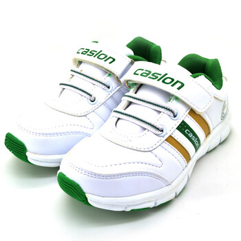 卡西龙caslon 秋季新款男童女童时尚休闲运动鞋 儿童中童鞋3829 白绿