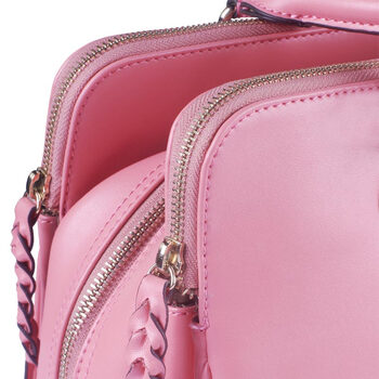 罗莎梦rosaroman 欧美时尚简约ol通勤大气高档真皮西瓜红女士手提包 p