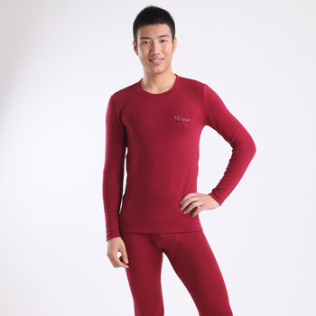 miiow猫人 羊毛美雅碧男保暖内衣套装 u131134 酒红 xxxl