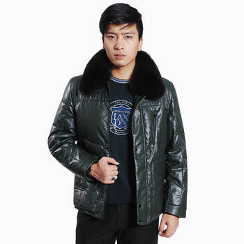 杉杉集团授权品牌菲莱威尔2102冬季新品男士狐狸毛领pu羽绒服时尚休闲