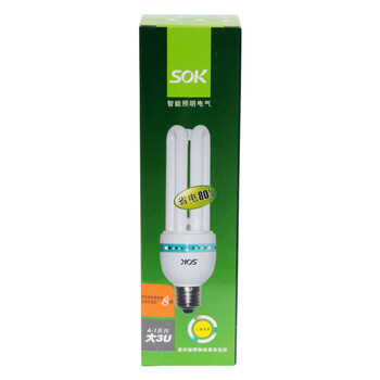 SOK三基色节能荧光灯管18W-大3U-E27日光色5只装