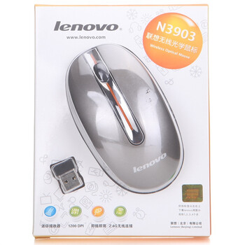 联想（Lenovo）N3903 无线光学鼠标 灰色