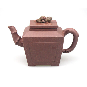 艳盛紫砂 宜兴原矿紫砂 四方松竹梅壶 紫泥300ml 高申生手制