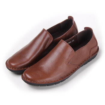 金雕jd-sn81003 日常休闲潮流商务二层皮时尚真牛皮懒人鞋男单鞋子 棕