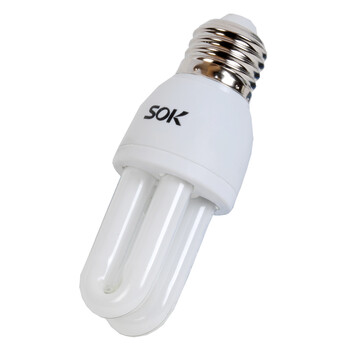 SOK三基色节能荧光灯管5W-2U-E27暖光色10只装