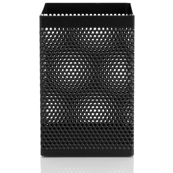 得力（deli）金属网纹方形笔筒 办公学习用品桌面收纳盒 黑色