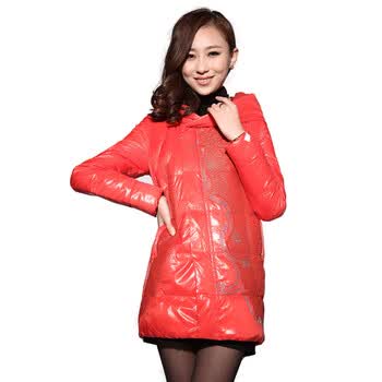 红迪丝 中长款羽绒服女中年女装hd24131 桔色 m-160/84b