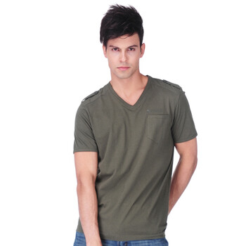 真维斯jeanswest 男装v领净色t恤(不含配件)371502 2730深绿色 xl
