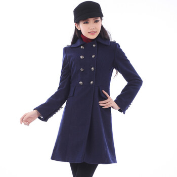 优则先 军装风双排扣修身外套 c0203 藏青色 s