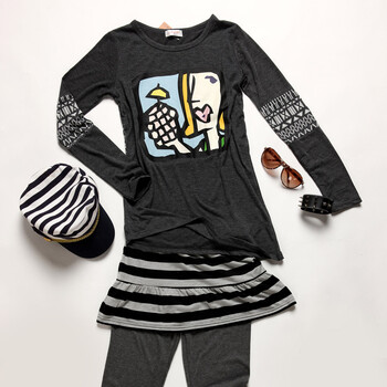 hupp 2012 烫印图案拼接烂花长袖t恤 jf12006 灰色 l