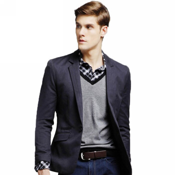 牛头牌(newto)春装男士商务休闲深灰色纯棉西装 男西服外套e0109003