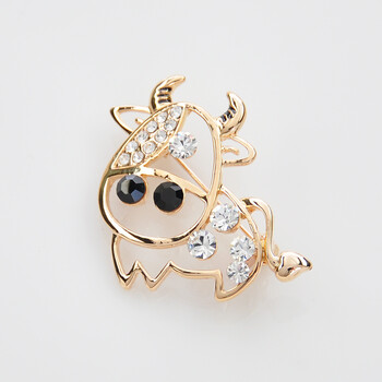海雯妮饰品 韩国时尚 金牛座星座 属牛 女 水晶胸针胸花 金色