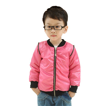 小小莎啦 童装秋款男儿童薄棉机车夹克外套321021 红色 100