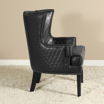 chair 欧式皮质高背沙发椅 新古典风格单人沙发 中美同步上市 黑色