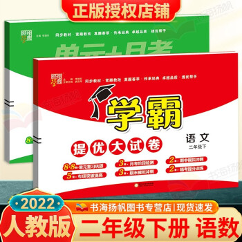 自选】小学学霸提优大试卷二年级 下册 语文数学2本 人教版 2年级教材同步训练单元综合强化练习期中期末复习_二年级学习资料