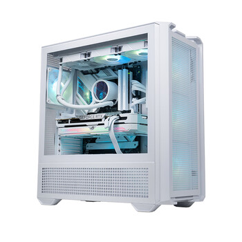 骨伽 乘风MX600 全塔台式玻璃侧透机箱 支持E-ATX主板竖装显卡360水冷/网孔面板 白