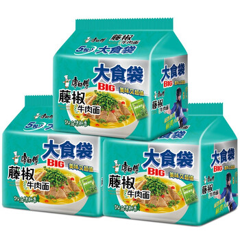 康师傅方便面大食袋泡面藤椒牛肉面15包